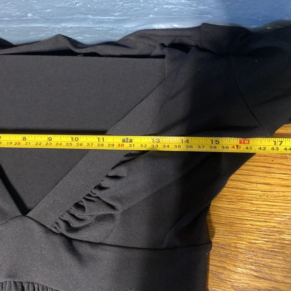 Susana Monaco Black Plunging neckline black stretch dress 3/4 length sleeves - Picture 6 of 8